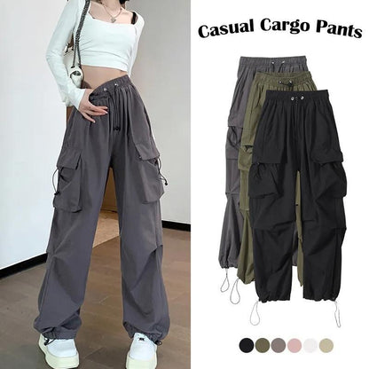 Pantalon Cargo Femme Y2K “Muuv-It” – Taille Haute & Coupe Baggy Wide Leg