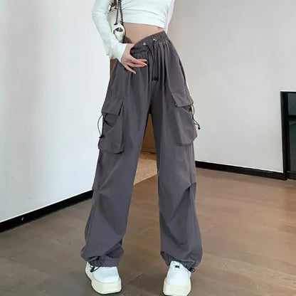 Pantalon Cargo Femme Y2K “Muuv-It” – Taille Haute & Coupe Baggy Wide Leg