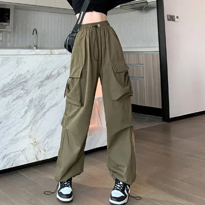 Pantalon Cargo Femme Y2K “Muuv-It” – Taille Haute & Coupe Baggy Wide Leg
