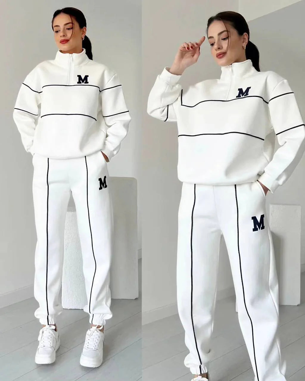 Ensemble 2 pièces Sweatshirt Décontracté – Style Minimaliste avec Ligne Élégante