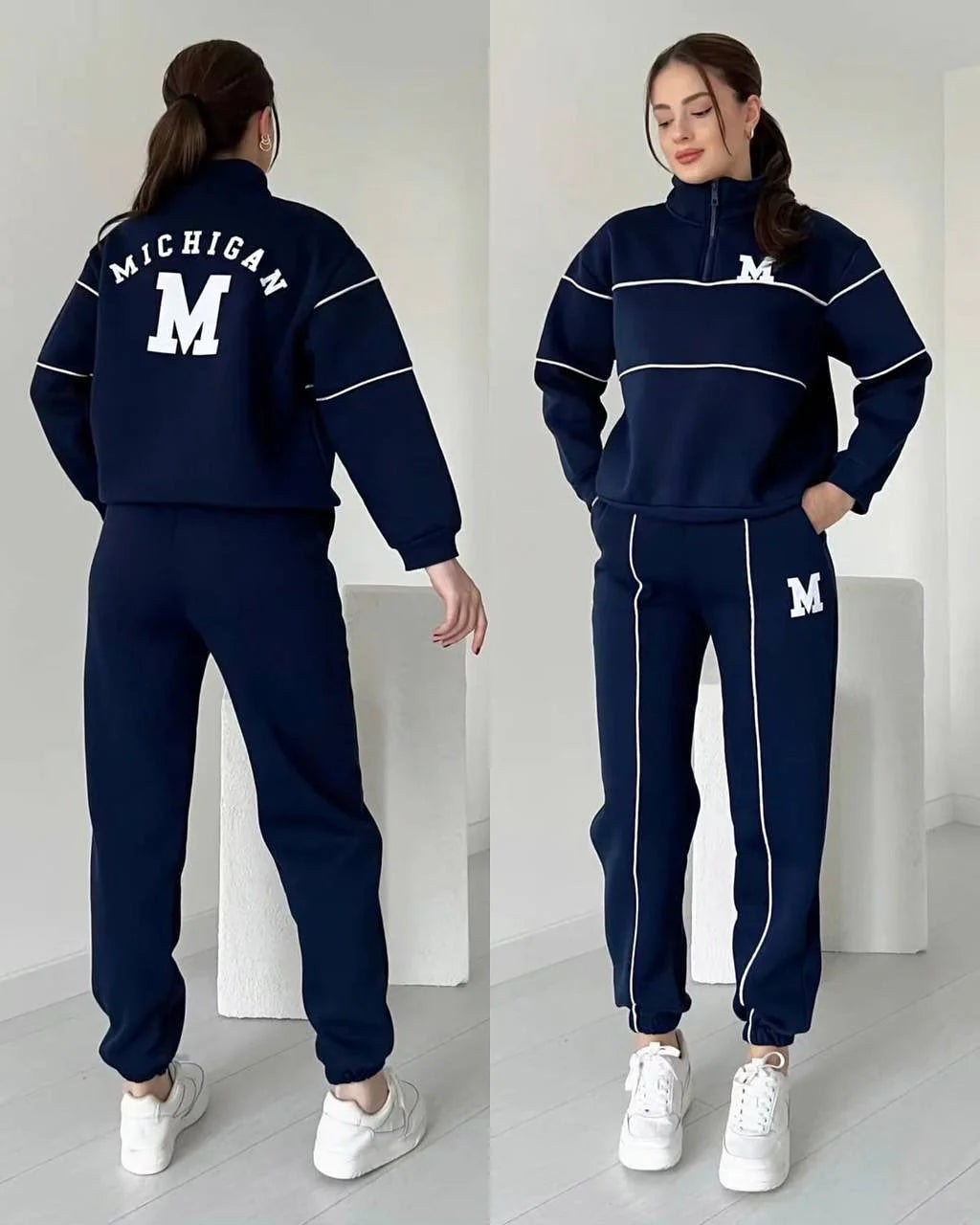 Ensemble 2 pièces Sweatshirt Décontracté – Style Minimaliste avec Ligne Élégante