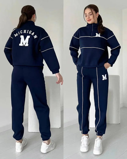 Ensemble 2 pièces Sweatshirt Décontracté – Style Minimaliste avec Ligne Élégante